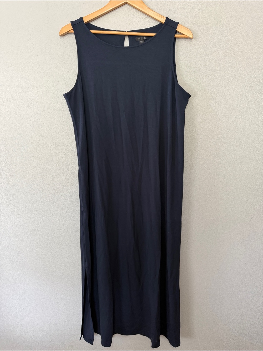 J Jill Women’s‎ Large Petite Sleeveless Navy Maxi Dress with Side Slits